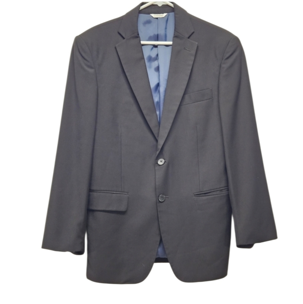 Gino Valentino Milano Single Breasted Blazer 38S Black Australian Wool Silk Work